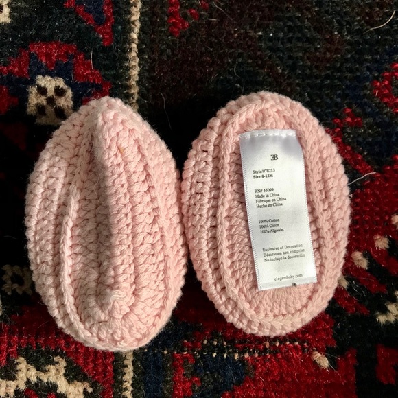 Infant Crocheted Bunny Rabbit Slippers - Picture 2 of 2